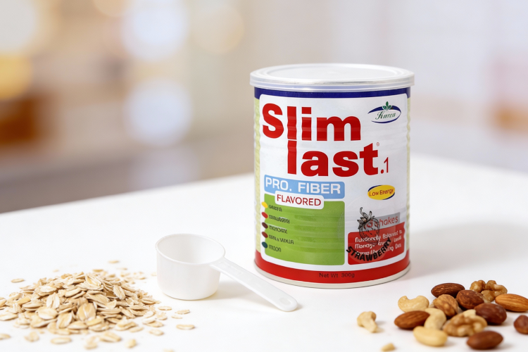 پودر اسلیم لست 1 کارن با پیمانه و مواد غذایی سالم